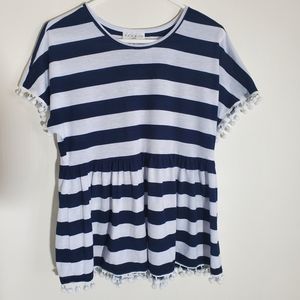 Studio JPR Striped Pom Pom peplum Top